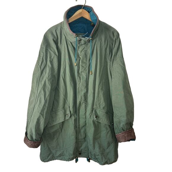 Timberland Weathergear Men's Vintage 1994 Green Canvas Leather Trim Jacket Sz L - Picture 2 of 16